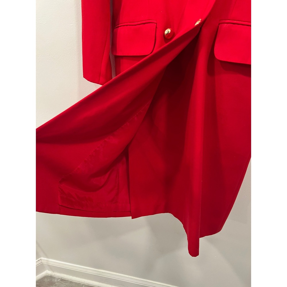 Vintage Kasper ASL Blazer Dress Womens SZ 10 Red Double Breasted Gold Buttons - Picture 13 of 15